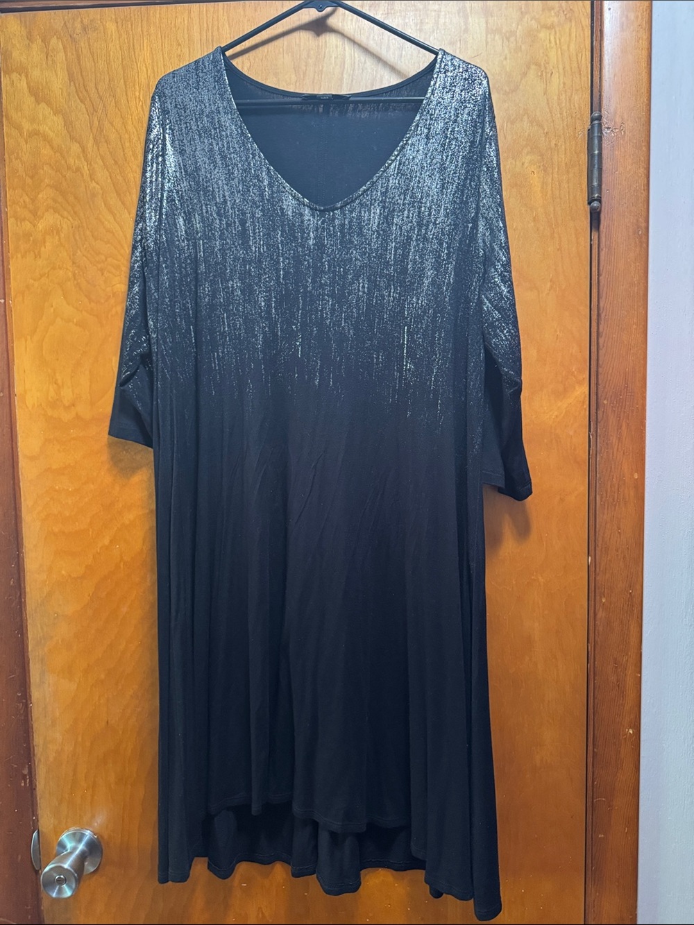 Karen Kane Black Metallic V-Neck Swing Mini Dress